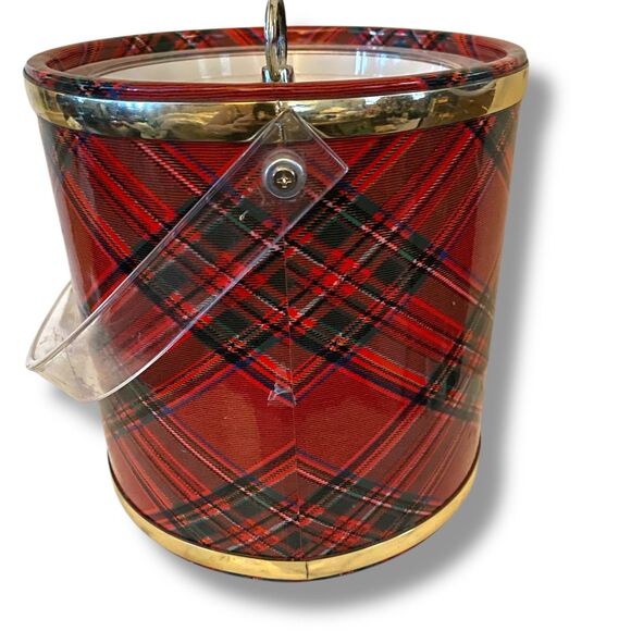 Vintage Ice Bucket Chest Red Plaid Tartan Car RV Display Camper RL Aesthetic - Picture 5 of 10